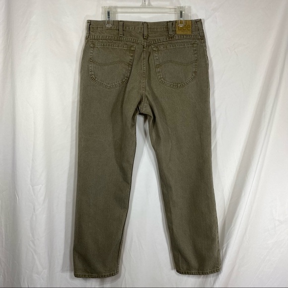 Lee Men’s Retro 90’s Khaki Brown Denim Regular Straight Jeans 36X30 - Picture 3 of 7